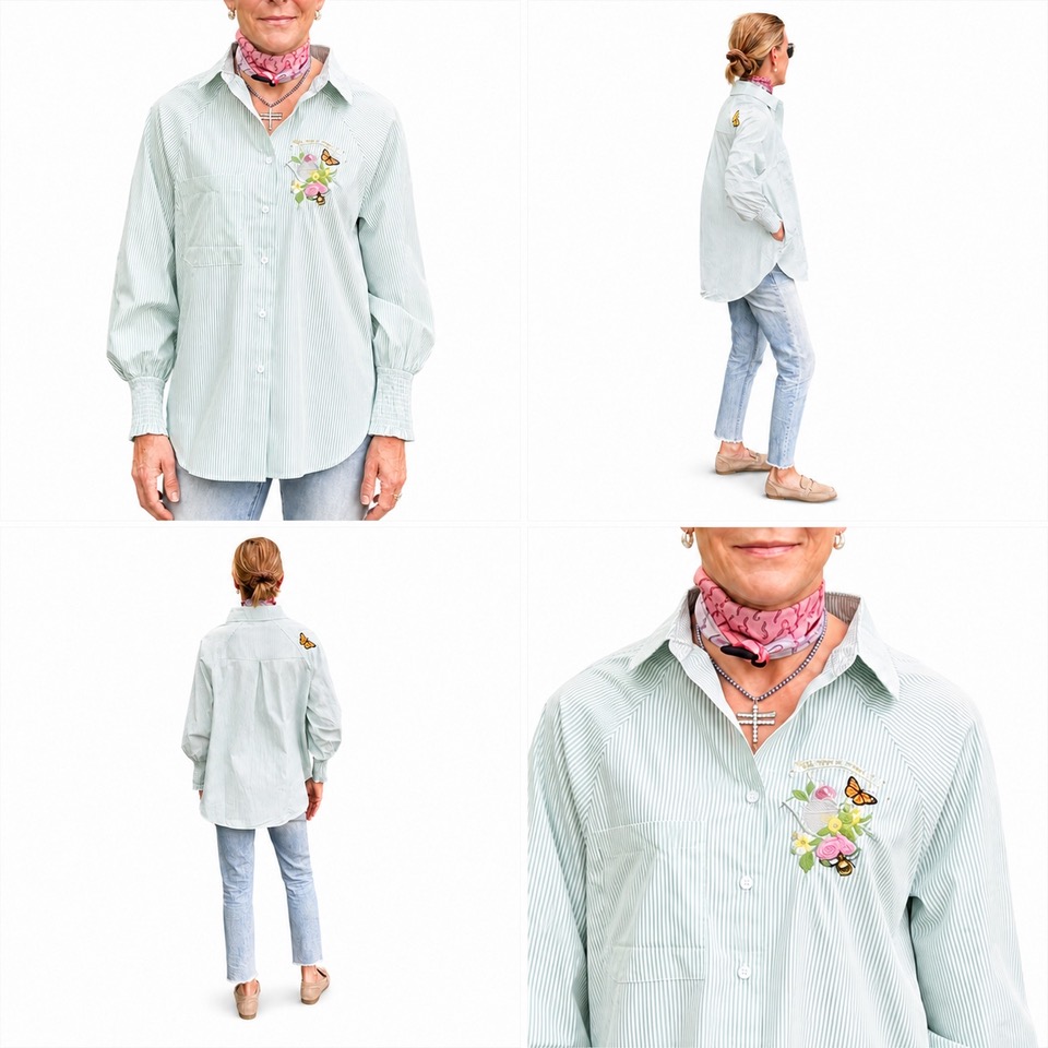Floral Embroidered Long Sleeve Shirt